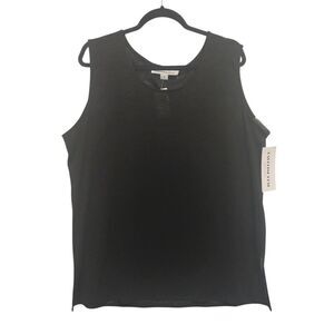 Caroline Rose Tank Top Women's Sleeveless Round Neck Stretch Black Size 1X